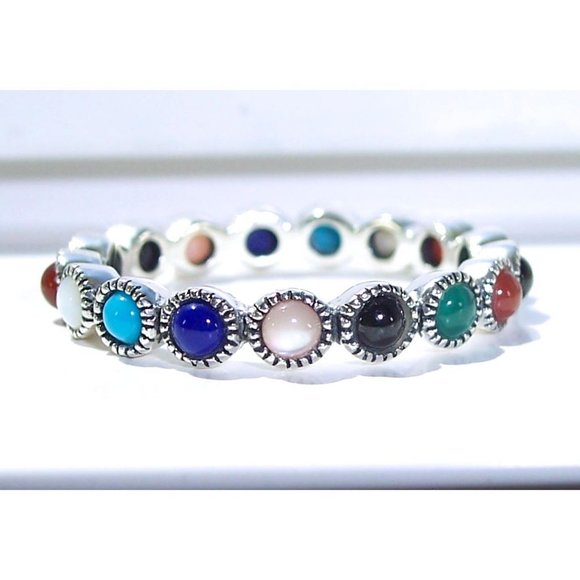 Jewelry - 925 STERLING SILVER Multi Gemstone Eternity Band Ring
